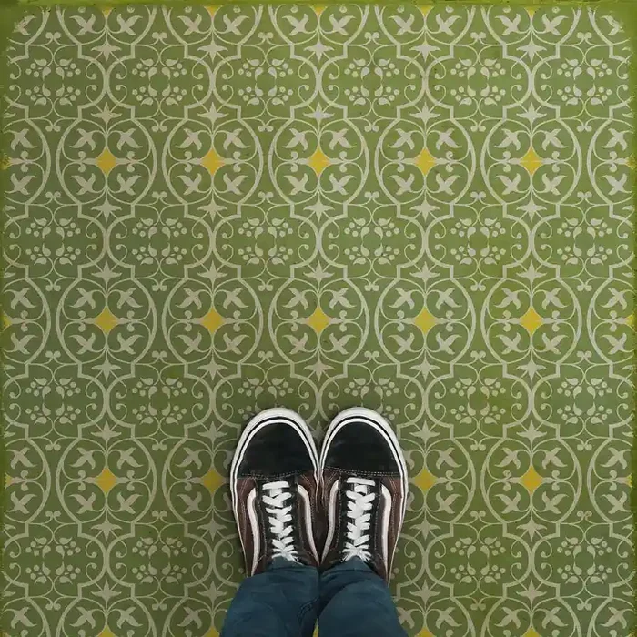 Vintage Vinyl Floorcloth Rug (Pattern 51 The Spring of Hope)