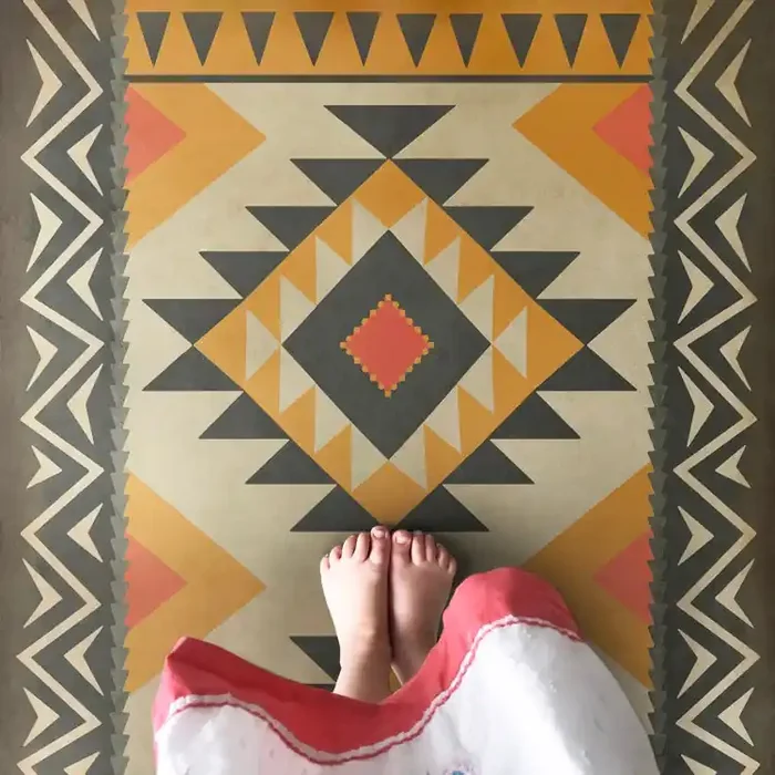 Vintage Vinyl Floorcloth Rug (Pattern 62 Vagabond)