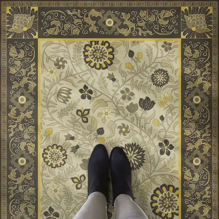 Vintage Vinyl Floorcloth Rug (Williamsburg – Indian Quilt – Gujurat)