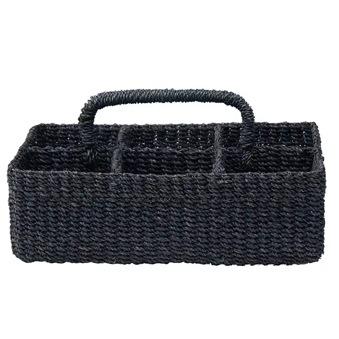 Voru Navy Natural Abaca Fiber Glassware Caddy