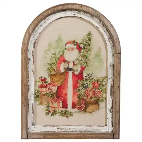 Watercolor Holiday Framed Santa Wall Art