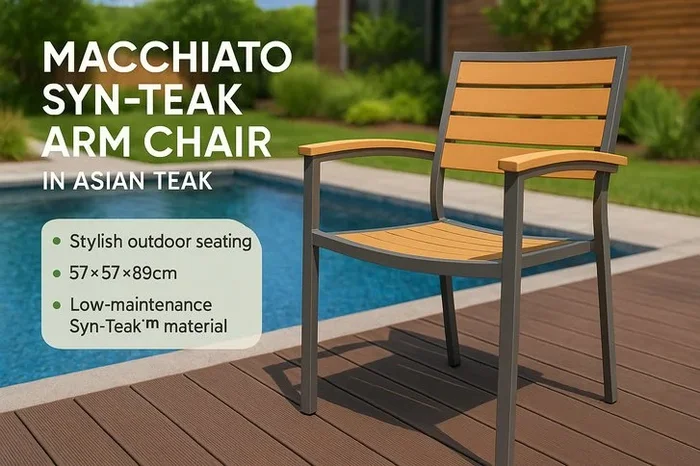 Weather-Resistant Syn-Teak Garden Arm Chair – Aluminium Frame, Modern Outdoor Seating