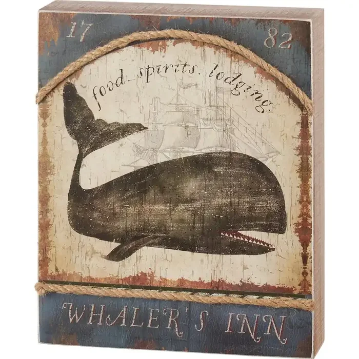 Whaler‘s Inn Box Sign Nautical Themed Rustic Wooden Decor 8″ x 10″