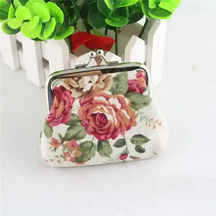 White Floral Coin Purse Cute Small Trinkets Storage