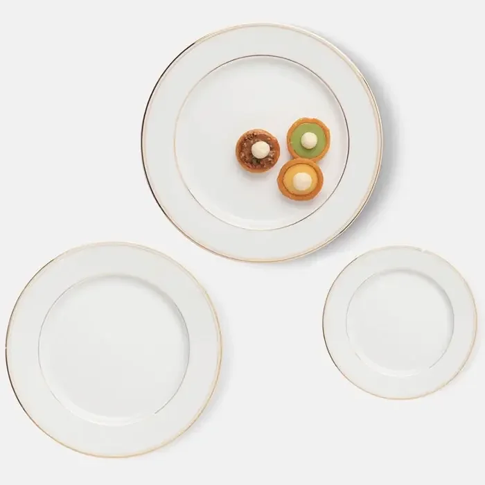 White Hannah Gold Trim Porcelain Dinnerware