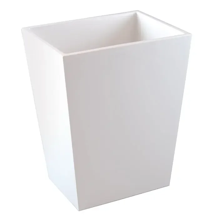 White Lacquer Rectangular Waste Basket