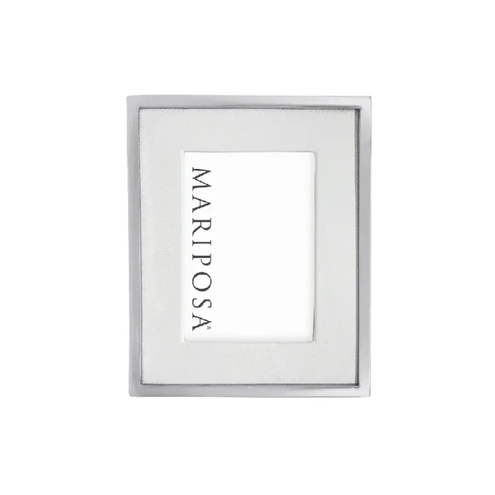White Leather with Metal Border 5×7 Picture Frame – Mariposa