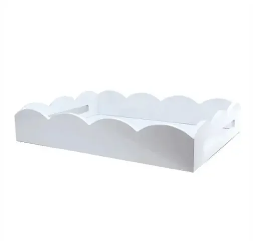 White Medium Lacquered Scallop Serving Tray – Addison Ross