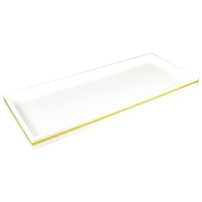 White with Shine Gold Leaf Band Lacquer Long Vanity Tray