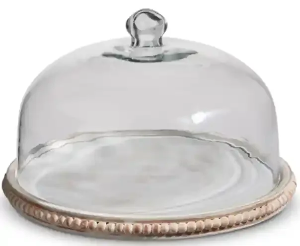 Whitewash Beaded Cake Tray