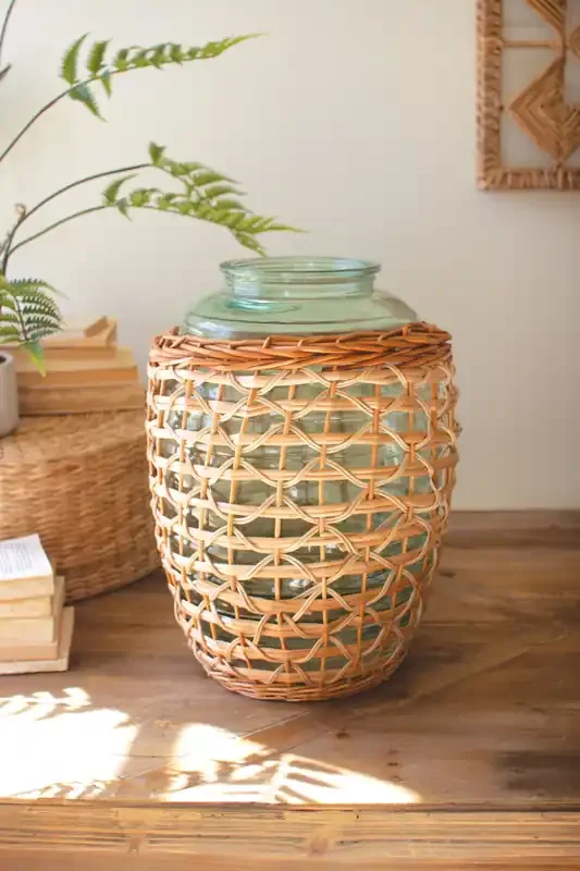 Willow Wrapped Glass Vessel