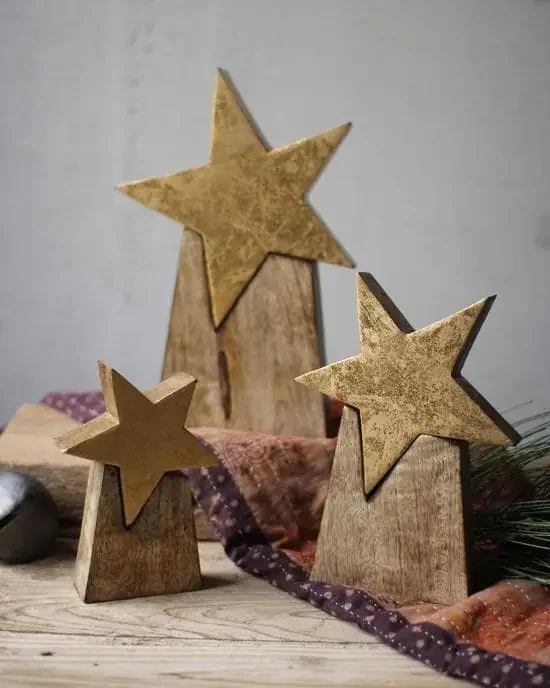 Wooden Star on Base Set/3