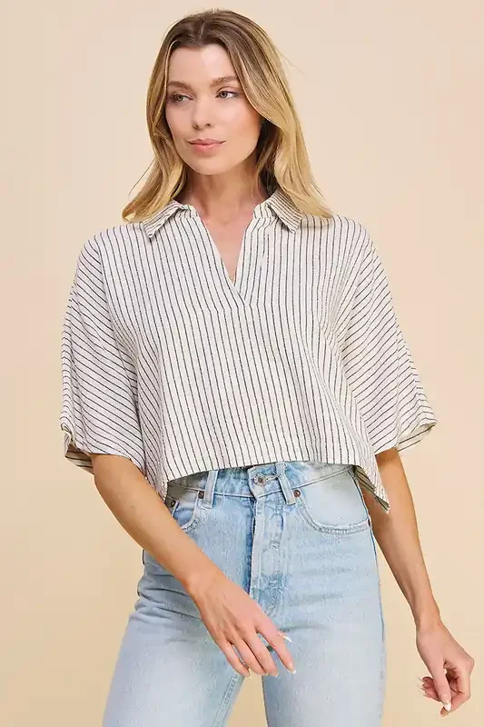 Wren Striped Top• Natural Black