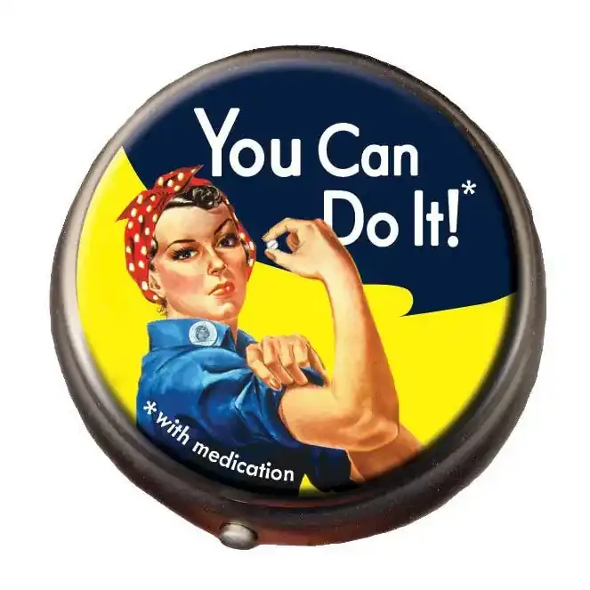 You Can Do It! Rosie the Riveter Pill Box Two Compartments Pill Organizer