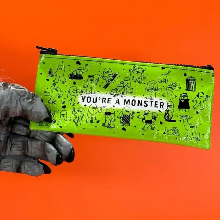 You‘re A Monster Pencil Case in Brat Green 4.25″ x 8.5″ BlueQ at GetBullish
