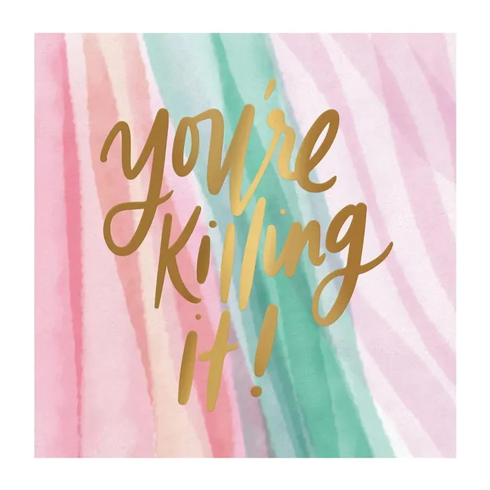 You‘re Killing It Beverage Napkins in Watercolor Design Gold Foil Cocktail Party Paper Napkin 5″ x 5″