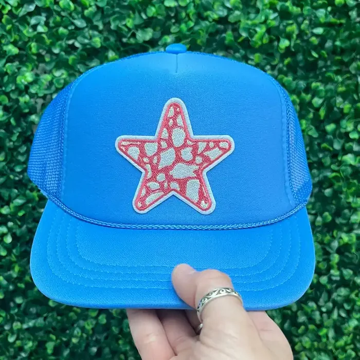 Youth Sea Star Puff Trucker Hat • Blue