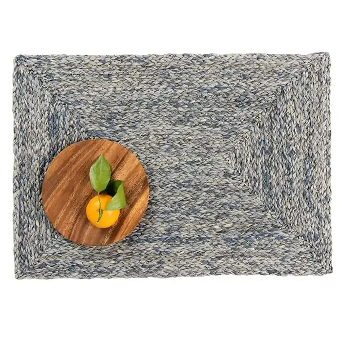 Zoey Raffia Rectangle Placemats (Slate Blue) Set/4