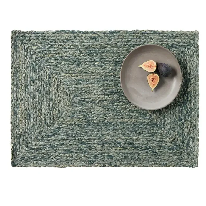 Zoey Teal Raffia Placemat Set/4 (Rectangle)