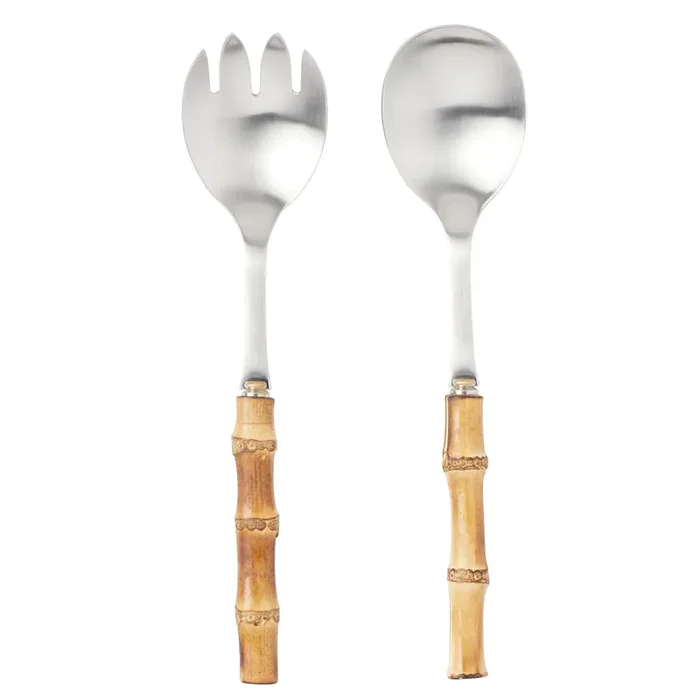 Zoya Stainless Steel/Bamboo 2-Piece Serving Set