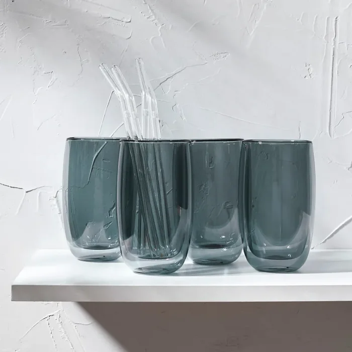 Zwilling Sorrento 8-Piece Double-Wall Latte Glass & Straw Set